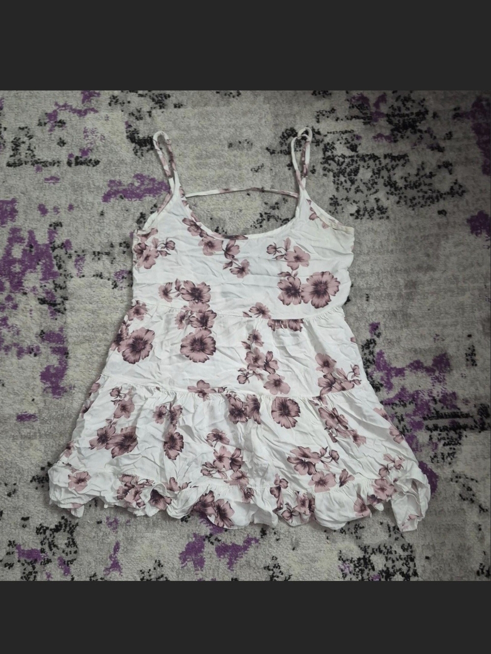 Brandy Melville White Tank Top with Mauve Floral Print